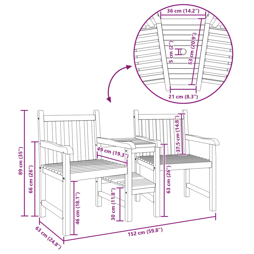 Garten Gartenstühle 152 x 63 x 89 cm Massivholz Teak