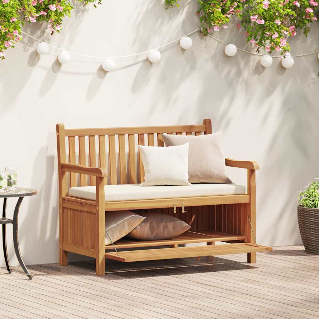 Gartenbank mit Speicher 114 x 60 x 90 cm Massivholz Teak