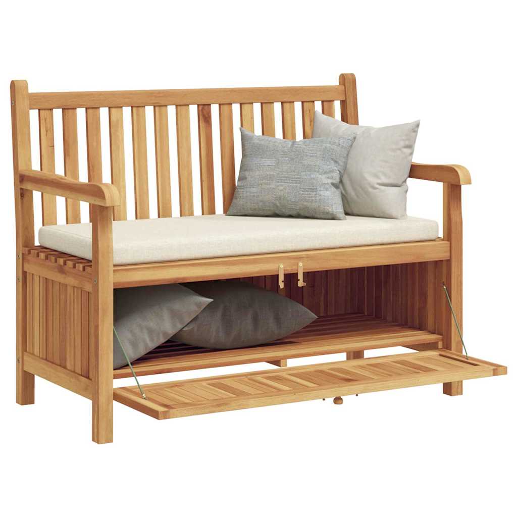 Gartenbank mit Speicher 114 x 60 x 90 cm Massivholz Teak
