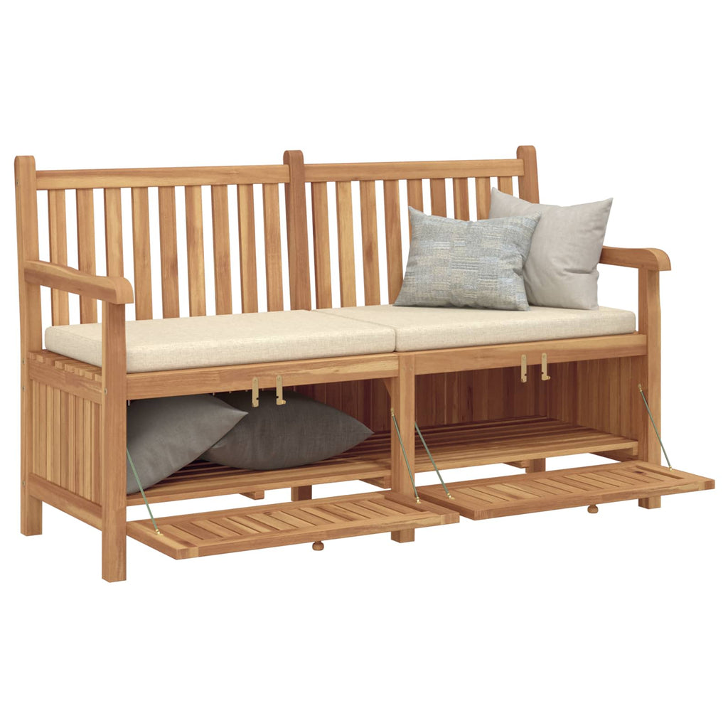 Gartenbank mit Speicher 150 x 60 x 90 cm Massivholz Teak