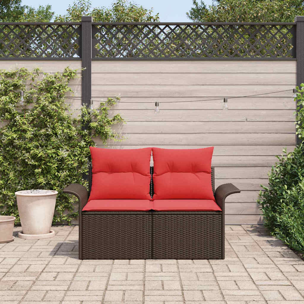 Garten-Sofa mit Kissen 141 x 62 x 69 cm Poly-Rattan