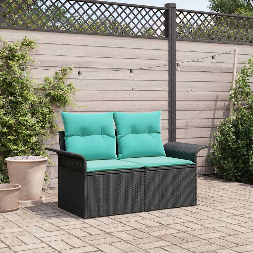 Garten-Sofa mit Kissen 141 x 62 x 69 cm Poly-Rattan