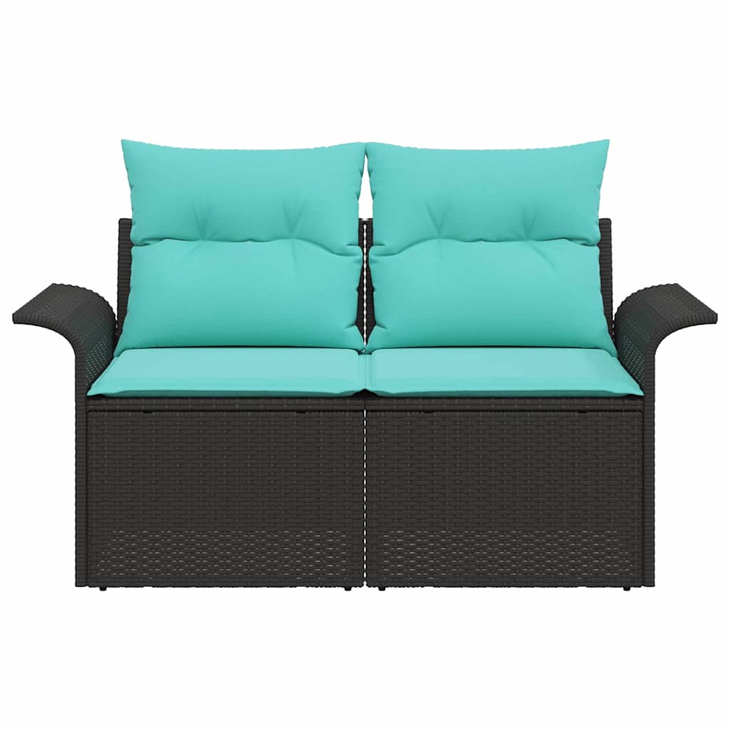 Garten-Sofa mit Kissen 141 x 62 x 69 cm Poly-Rattan