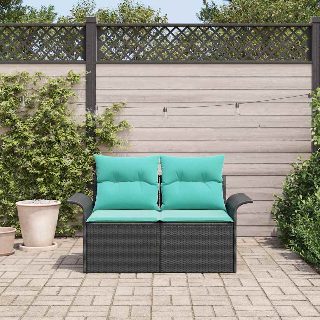 Garten-Sofa mit Kissen 141 x 62 x 69 cm Poly-Rattan
