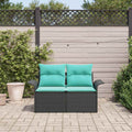 Garten-Sofa mit Kissen 141 x 62 x 69 cm Poly-Rattan