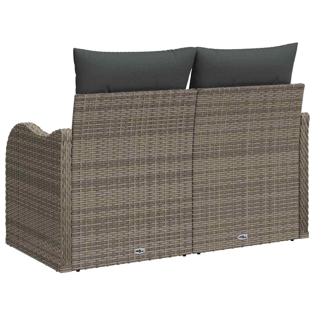 Gartensofa mit Kissen Grau 121 x 62 x 69cm Poly-Rattan