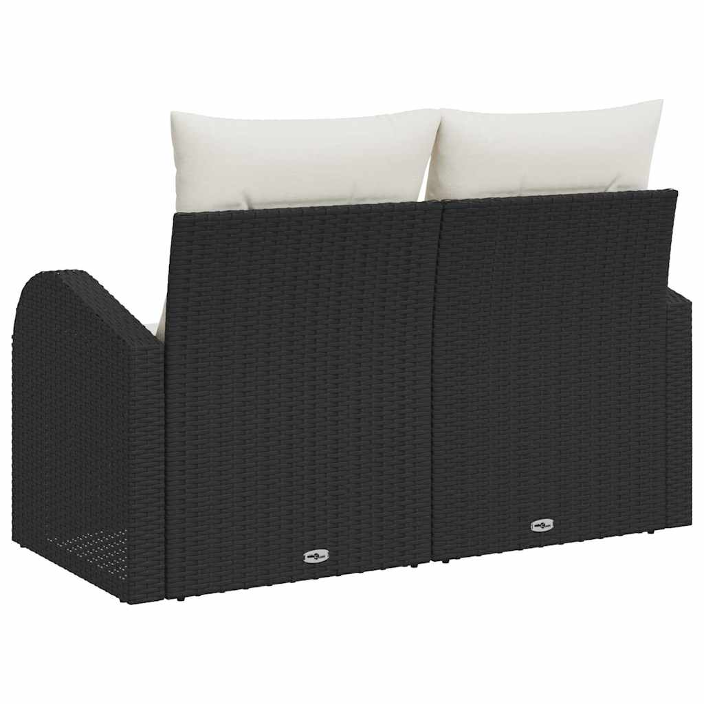 Gartensofa mit Kissen Schwarz 124 x 62 x 69cm Poly-Rattan