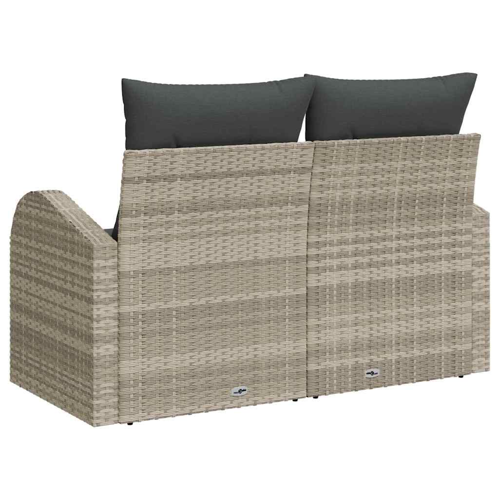 Gartensofa mit Kissen Hellgrau 124 x 62 x 69cm Poly-Rattan