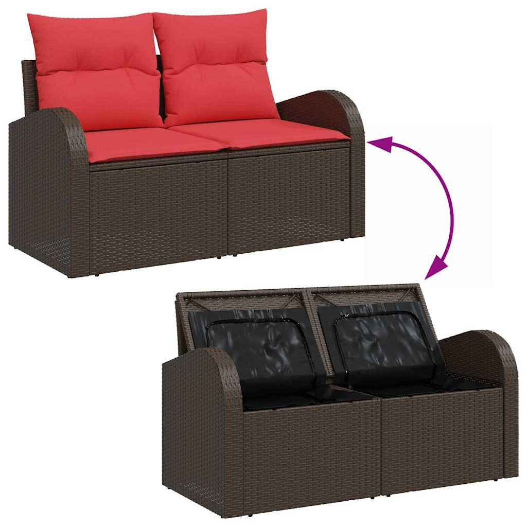Gartensofa Braun 124 x 62 x 85cm Poly-Rattan