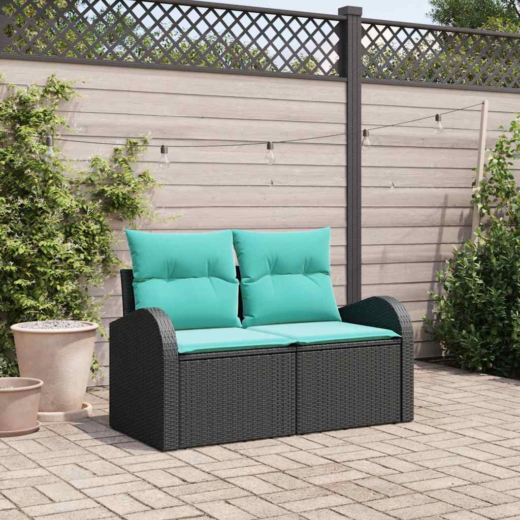 Gartensofa Schwarz 124 x 62 x 85cm Poly-Rattan