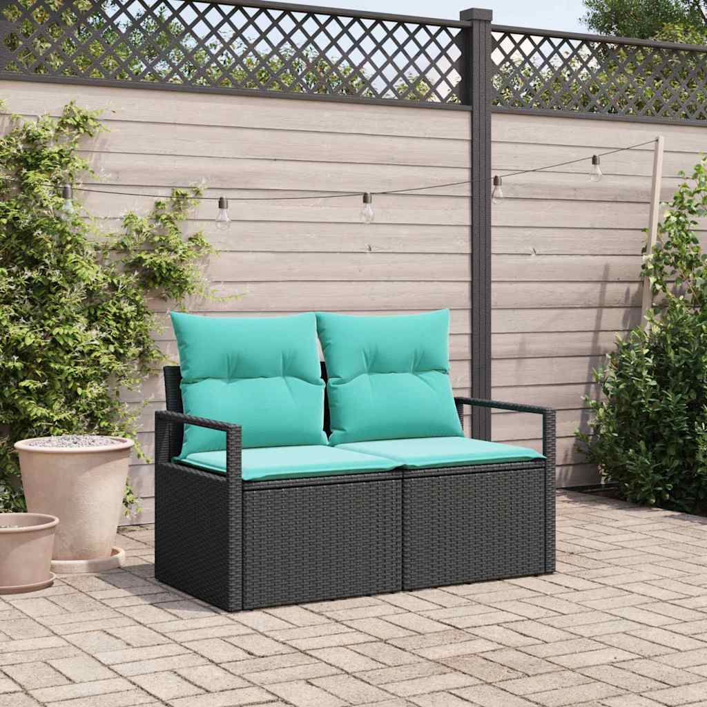 Garten-Sofa mit Kissen 120 x 62 x 69 cm Poly-Rattan