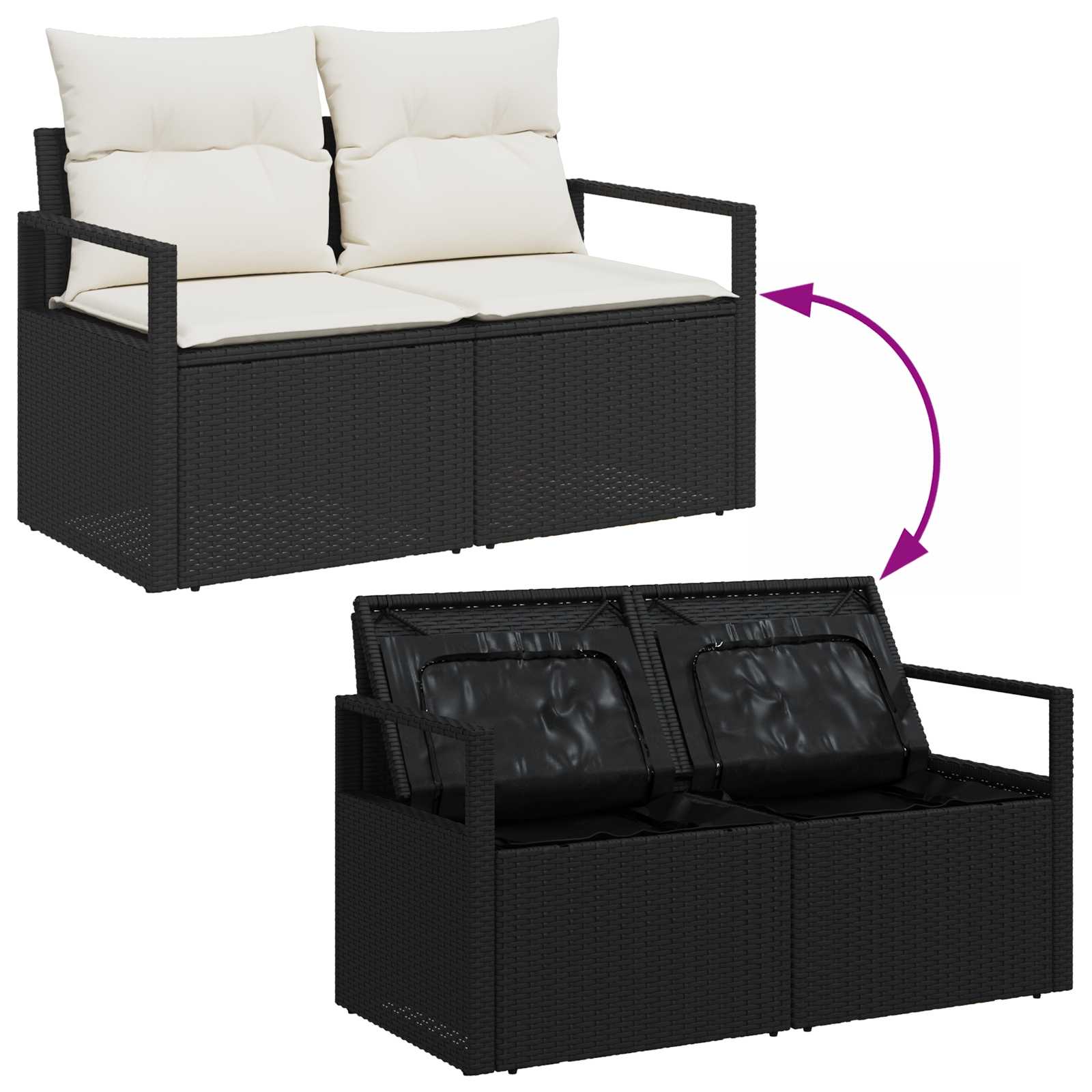 Garten-Sofa mit Kissen 120 x 62 x 69 cm Poly-Rattan
