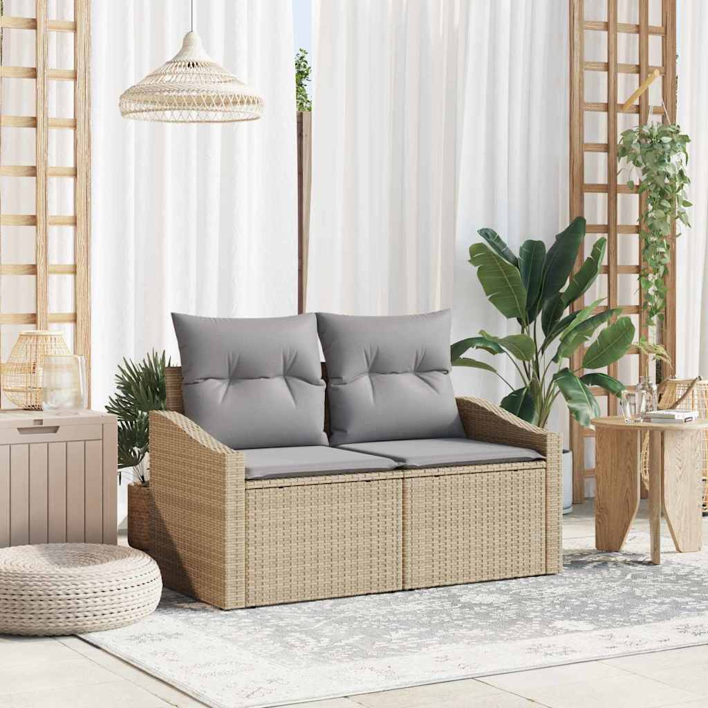 Garten-Sofa mit Kissen 123 x 62 x 69 cm Poly-Rattan