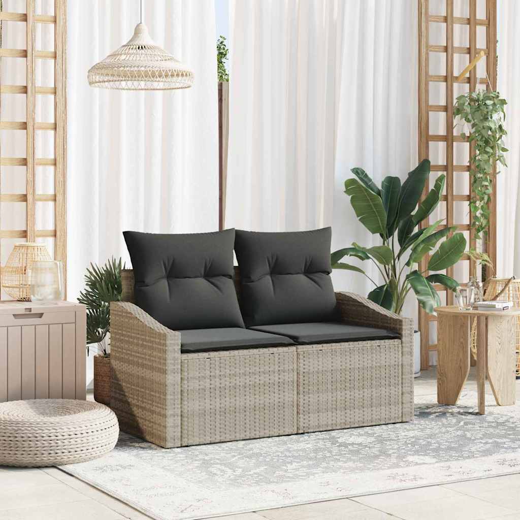 Garten-Sofa mit Kissen 123 x 62 x 69 cm Poly-Rattan