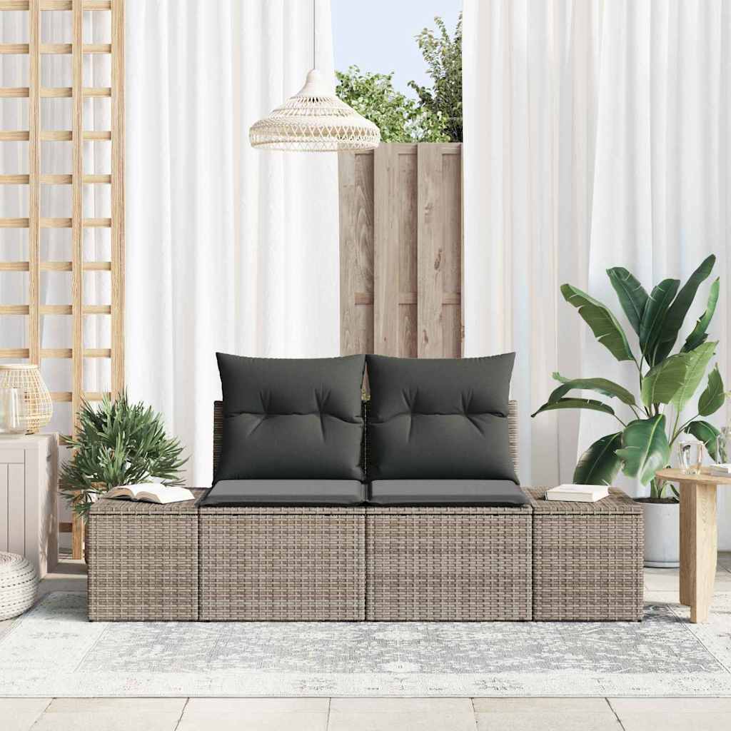 Gartensofa mit Kissen Grau 184 x 62 x 69 cm Poly-Rattan