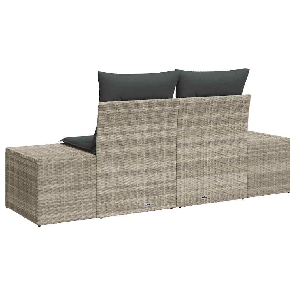 Gartensofa mit Kissen Grau 184 x 62 x 69 cm Poly-Rattan