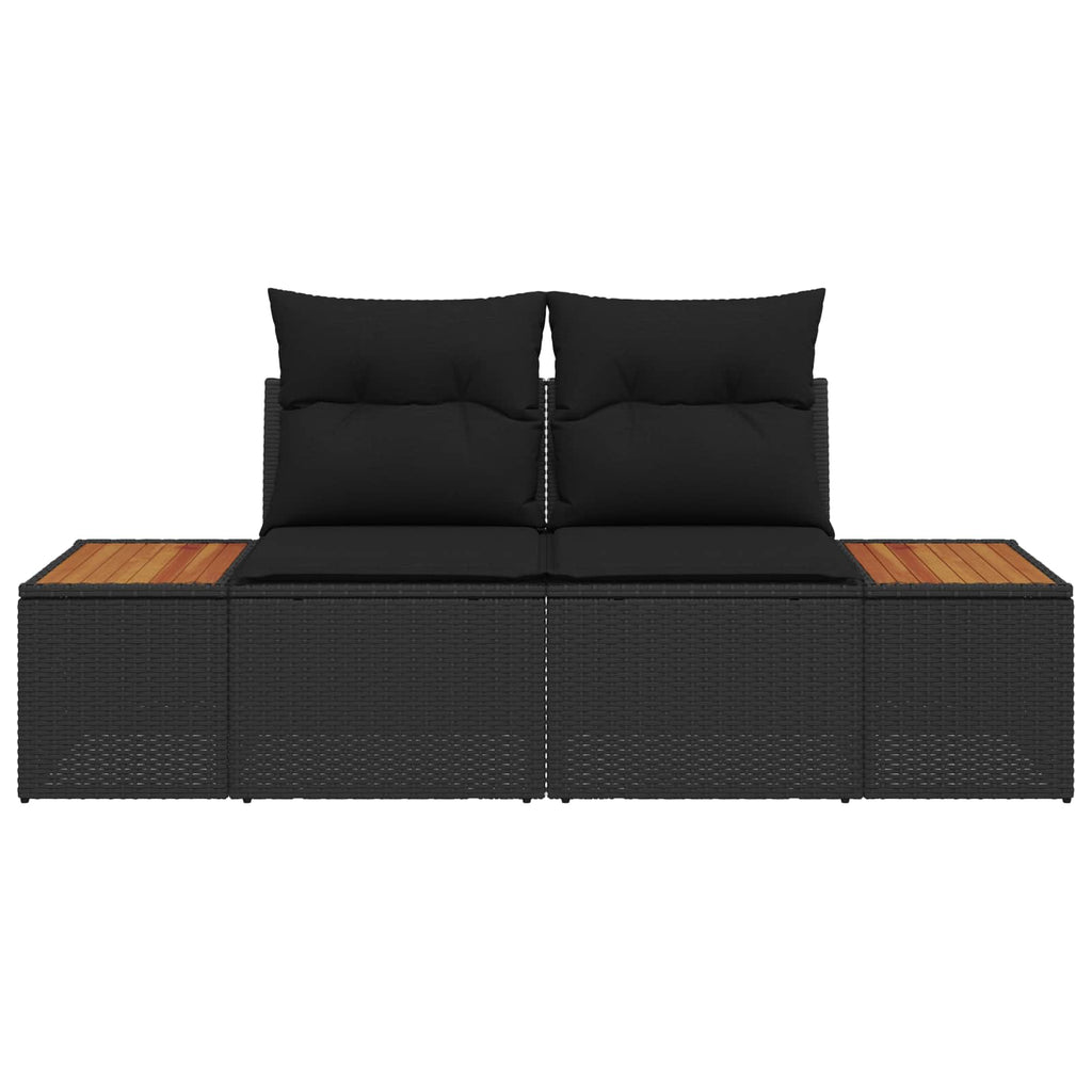 Gartensofa Schwarz 184 x 62 x 85cm Poly-Rattan