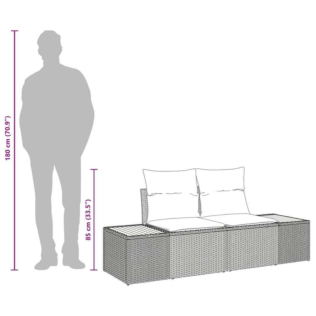 Gartensofa Grau 184 x 62 x 85cm Poly-Rattan