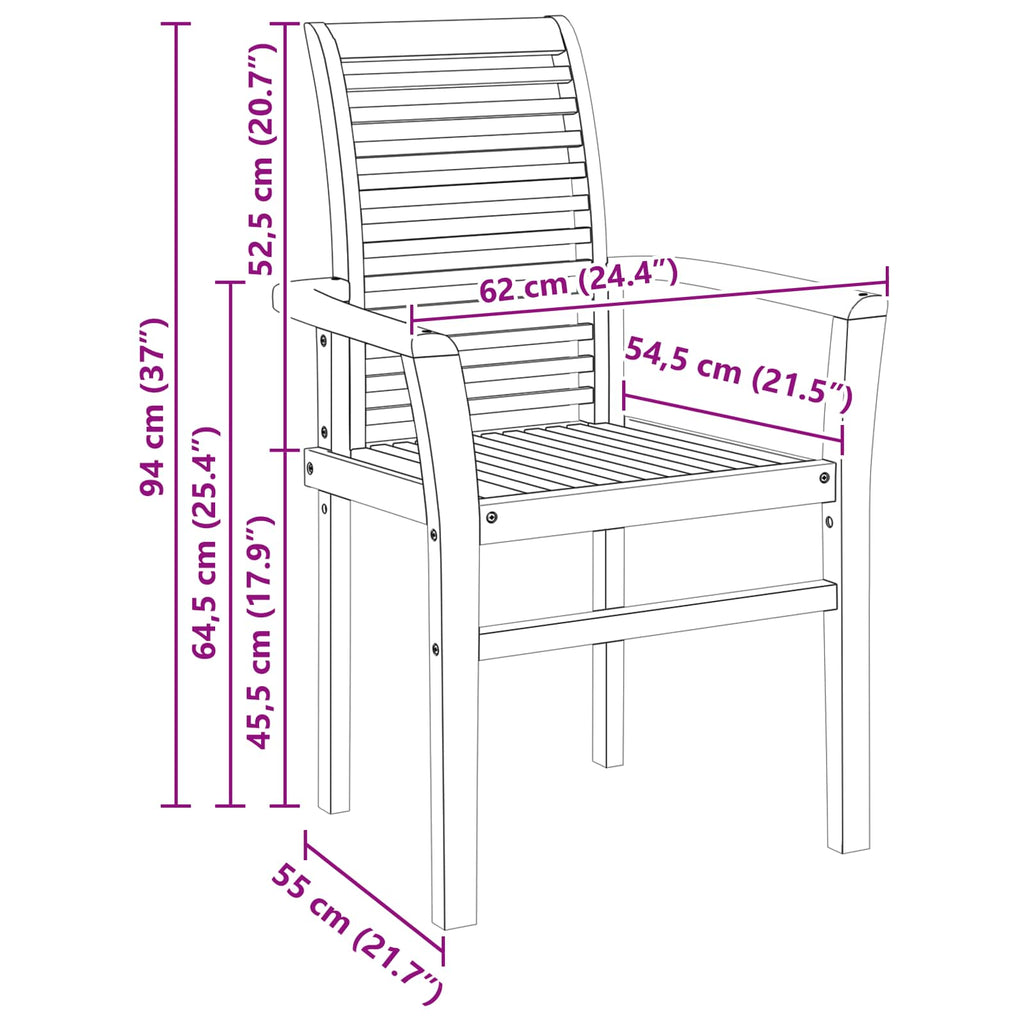 Esszimmerstuhl 4 pcs Braun 62 x 55 x 94 cm Massivholz Teak
