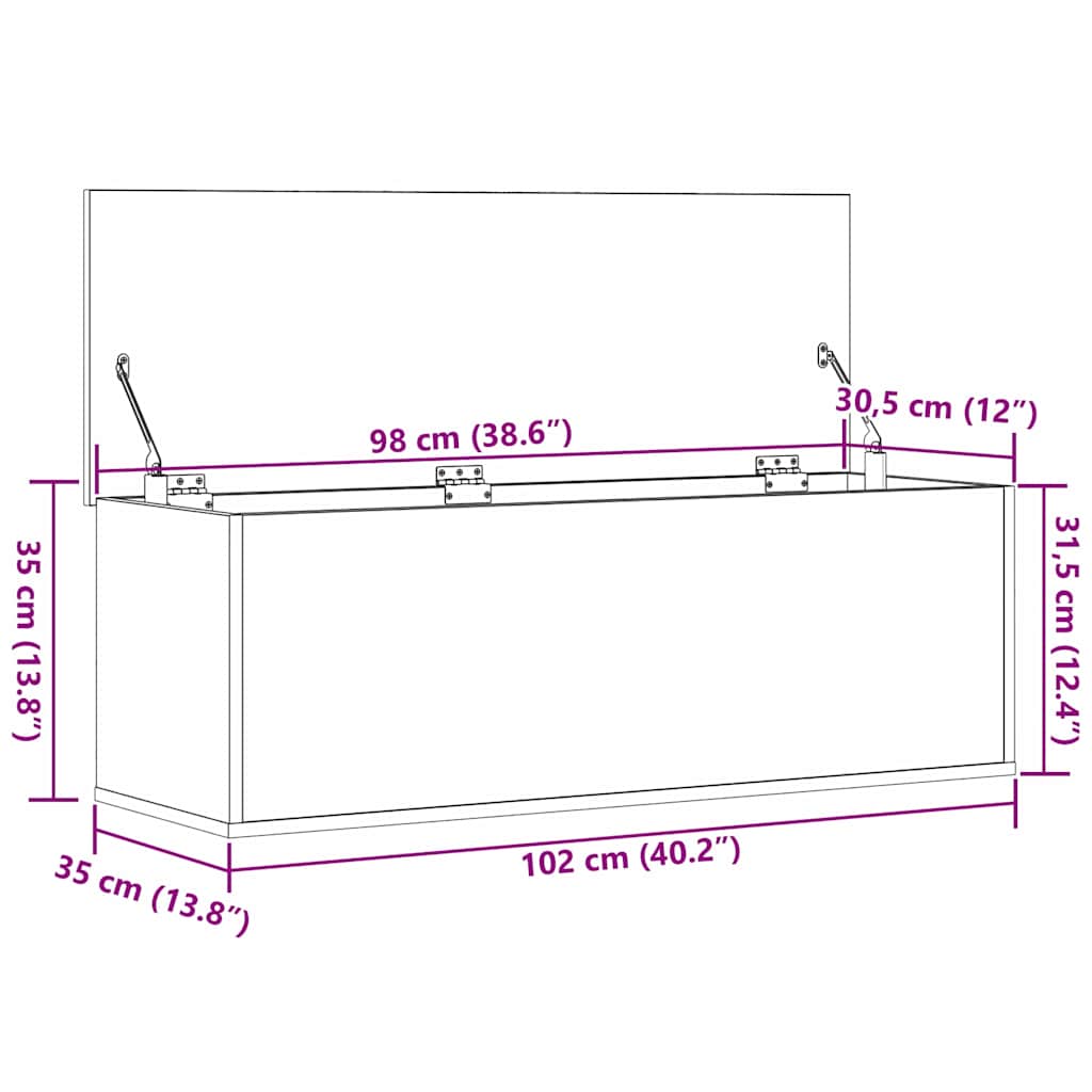 Aufbewahrungsbox Artisan-Eiche 102 x 35 x 35 cm Holzwerkstoff