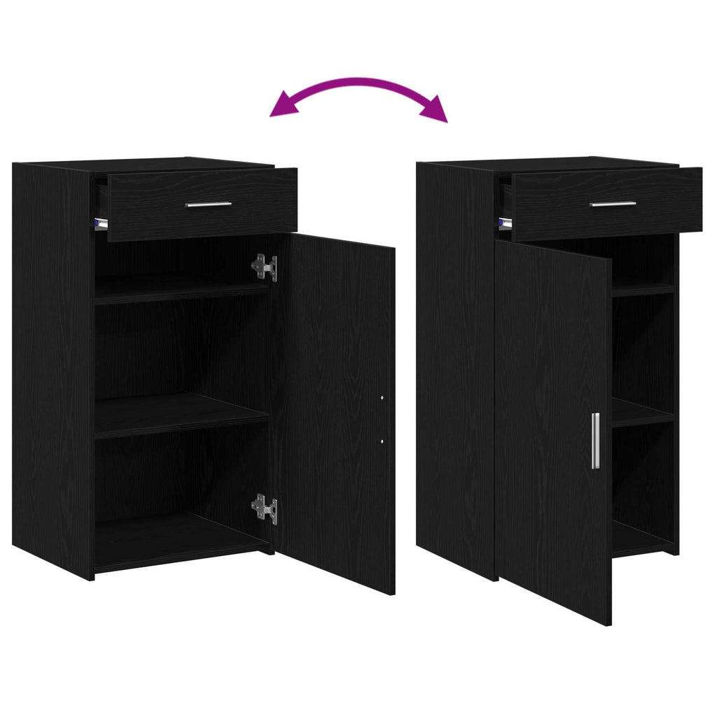 Sideboard mit Schubladen Schwarz Eichen-Optik 50 x 42,5 x 93 cm