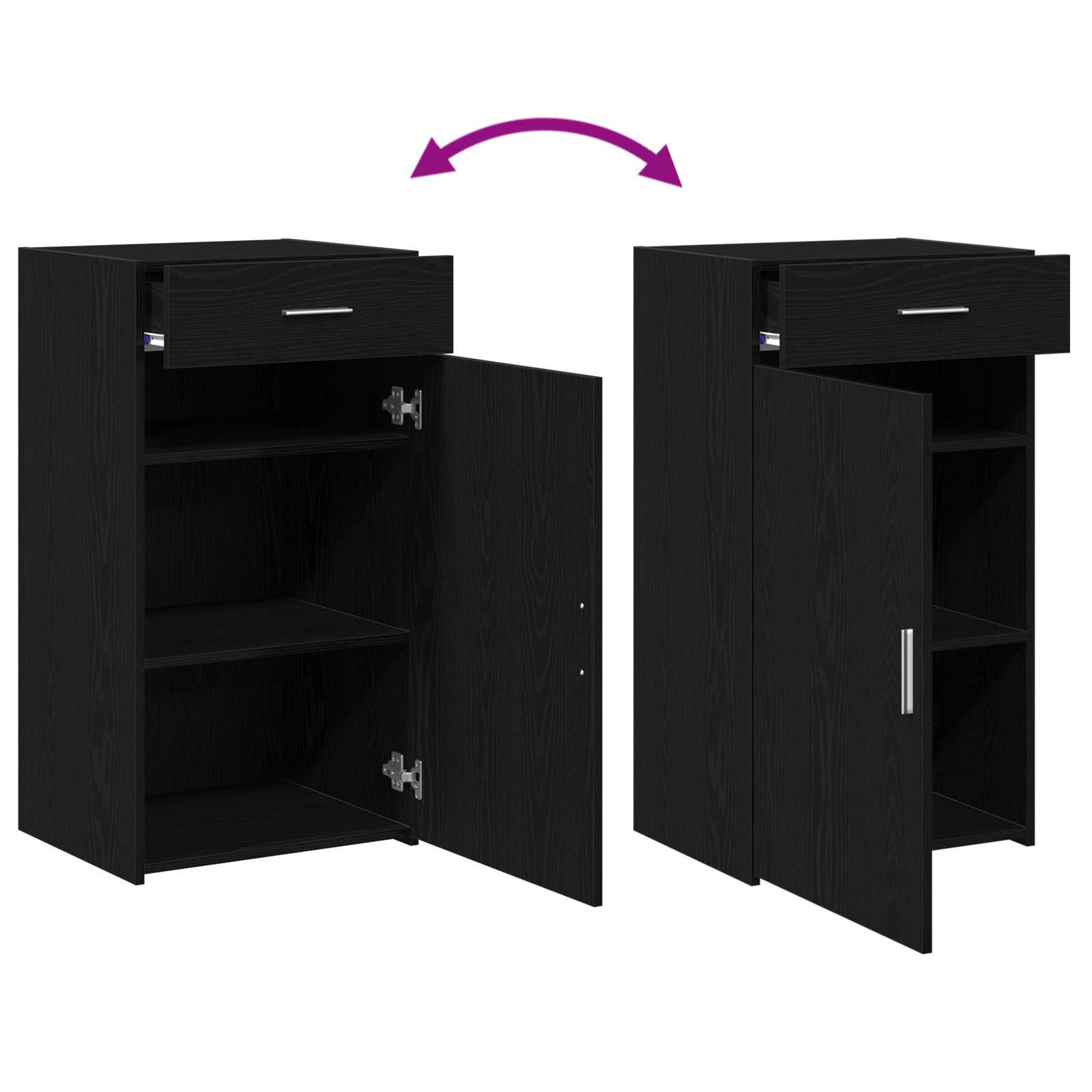 Sideboard mit Schubladen Schwarz Eichen-Optik 50 x 42,5 x 93 cm