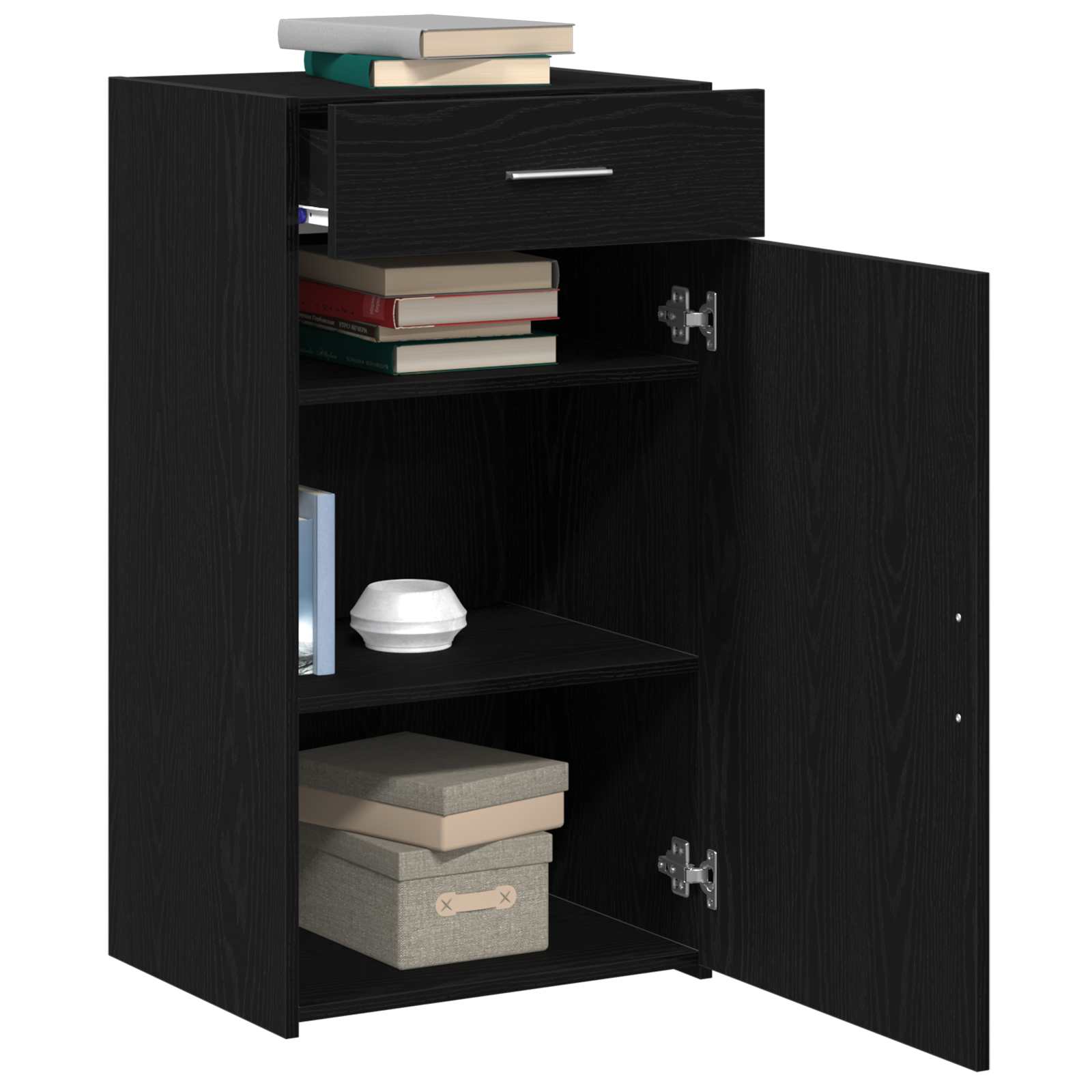 Sideboard mit Schubladen Schwarz Eichen-Optik 50 x 42,5 x 93 cm