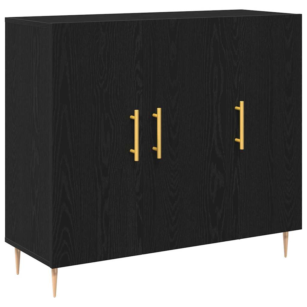 Sideboard Schwarz Eichen-Optik 90 x 34 x 80 cm Holzwerkstoff