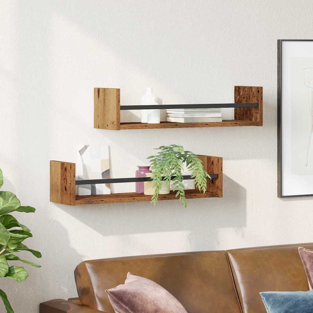Wandregal Wandmontiert 2 pcs Altholz 60 x 16 x 14 cm