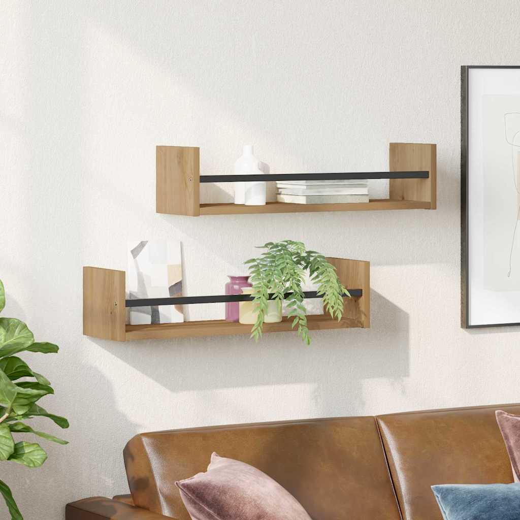 Wandregal Wandmontiert 2 pcs Artisan-Eiche 60 x 16 x 14 cm