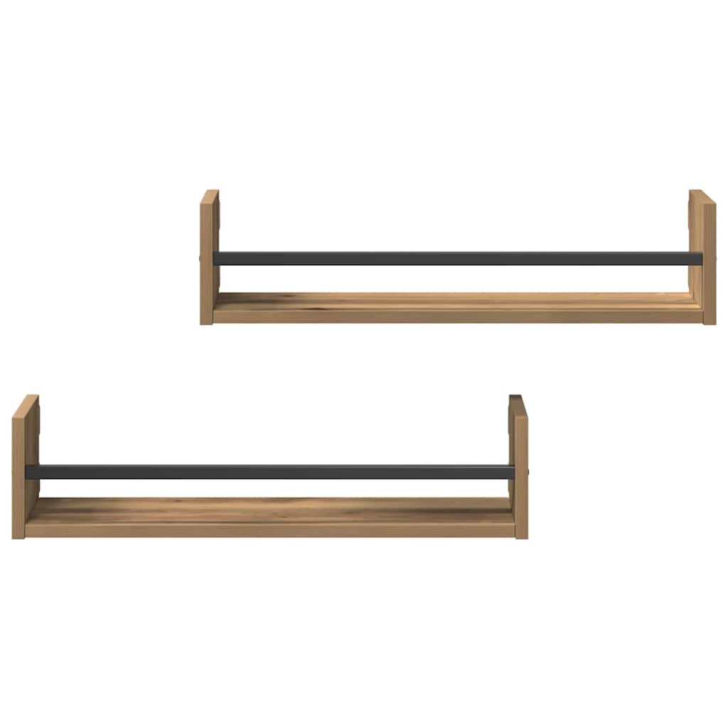 Wandregal Wandmontiert 2 pcs Artisan-Eiche 60 x 16 x 14 cm