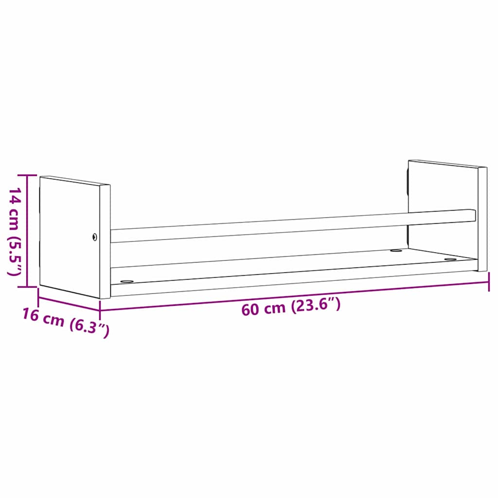 Wandregal Wandmontiert 2 pcs Artisan-Eiche 60 x 16 x 14 cm