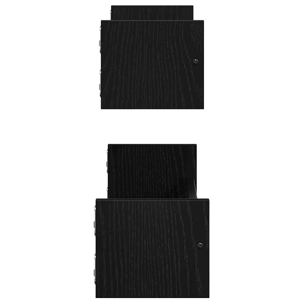 Wandregal 2 pcs Schwarz Eichen-Optik 60 x 16 x 14 cm