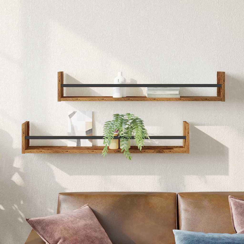 Wandregal Wandmontiert 2 pcs Altholz 80 x 16 x 14 cm
