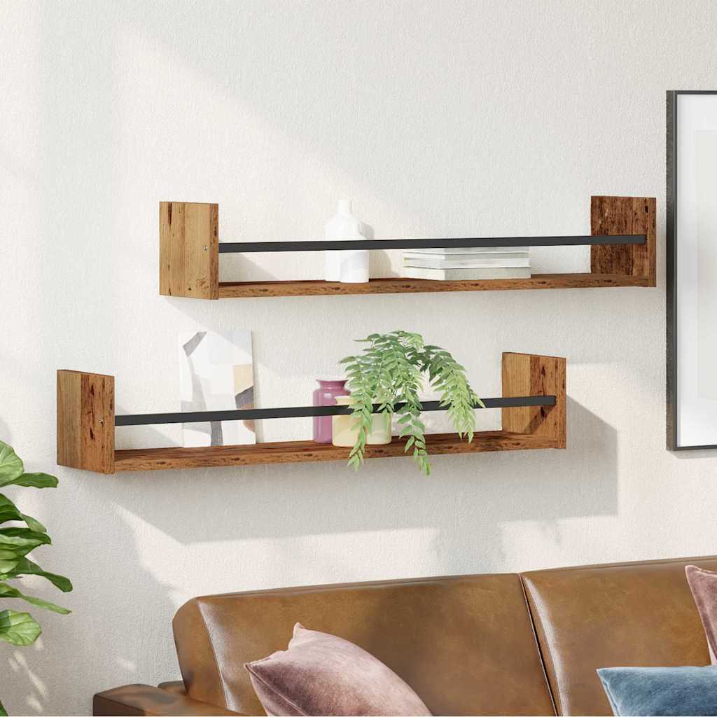 Wandregal Wandmontiert 2 pcs Altholz 80 x 16 x 14 cm