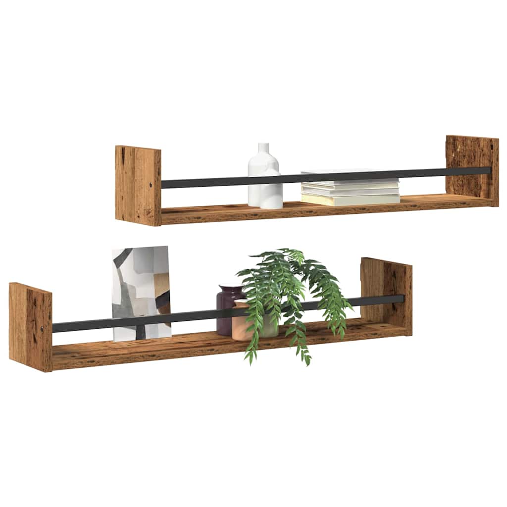 Wandregal Wandmontiert 2 pcs Altholz 80 x 16 x 14 cm
