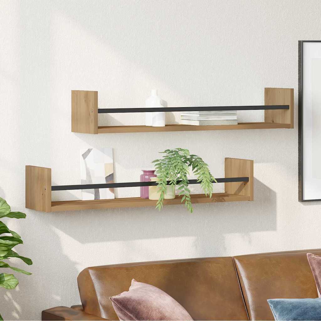 Wandregal Wandmontiert 2 pcs Artisan-Eiche 80 x 16 x 14 cm
