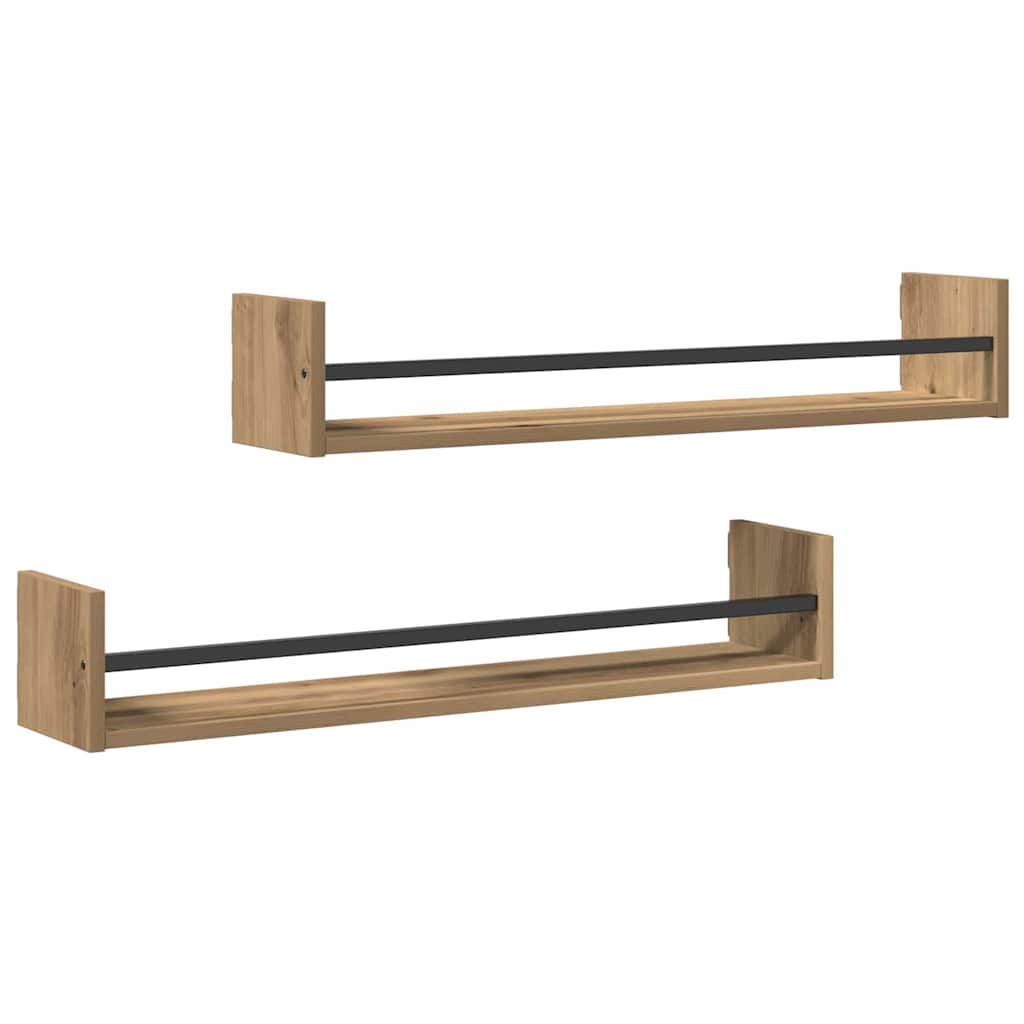 Wandregal Wandmontiert 2 pcs Artisan-Eiche 80 x 16 x 14 cm