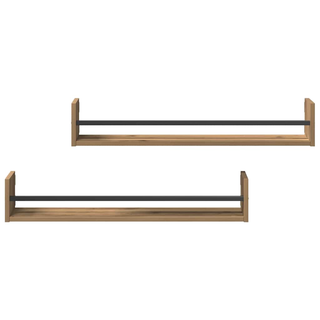 Wandregal Wandmontiert 2 pcs Artisan-Eiche 80 x 16 x 14 cm