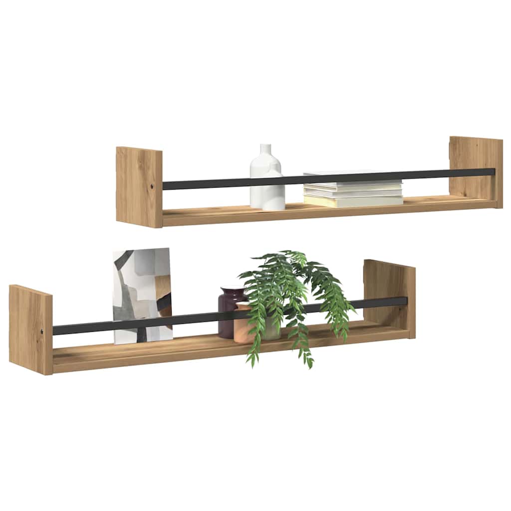Wandregal Wandmontiert 2 pcs Artisan-Eiche 80 x 16 x 14 cm