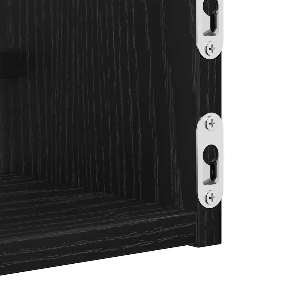 Wandregal 2 pcs Schwarz Eichen-Optik 80 x 16 x 14 cm
