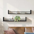 Wandregal 2 pcs Schwarz Eichen-Optik 80 x 16 x 14 cm