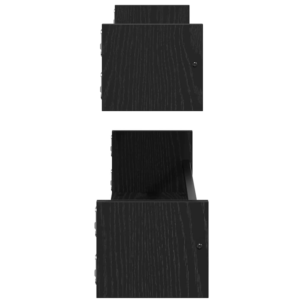 Wandregal 2 pcs Schwarz Eichen-Optik 80 x 16 x 14 cm