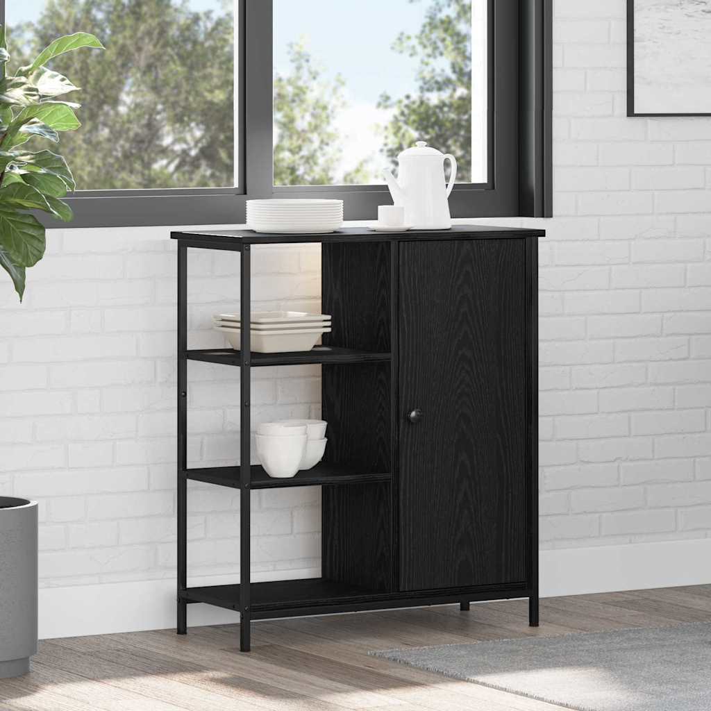 Sideboard Schwarz Eichen-Optik 70 x 30 x 80 cm