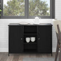 Sideboard Schwarz Eichen-Optik 100 x 35 x 70 cm