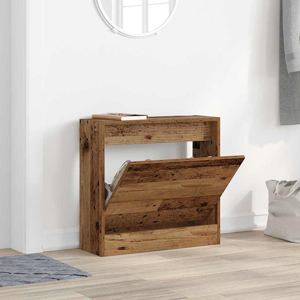Schuhschrank mit Regal Altholz 60 x 21 x 57 cm Holzwerkstoff