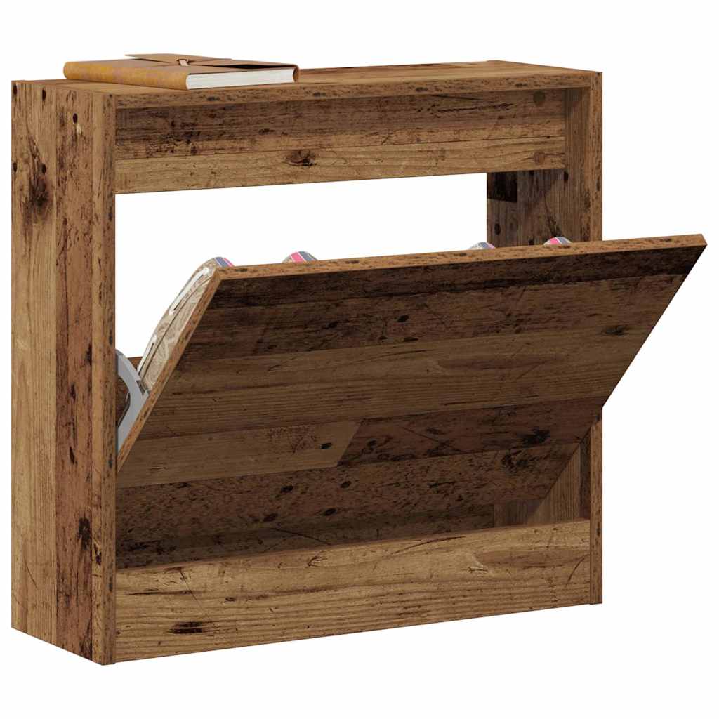 Schuhschrank mit Regal Altholz 60 x 21 x 57 cm Holzwerkstoff