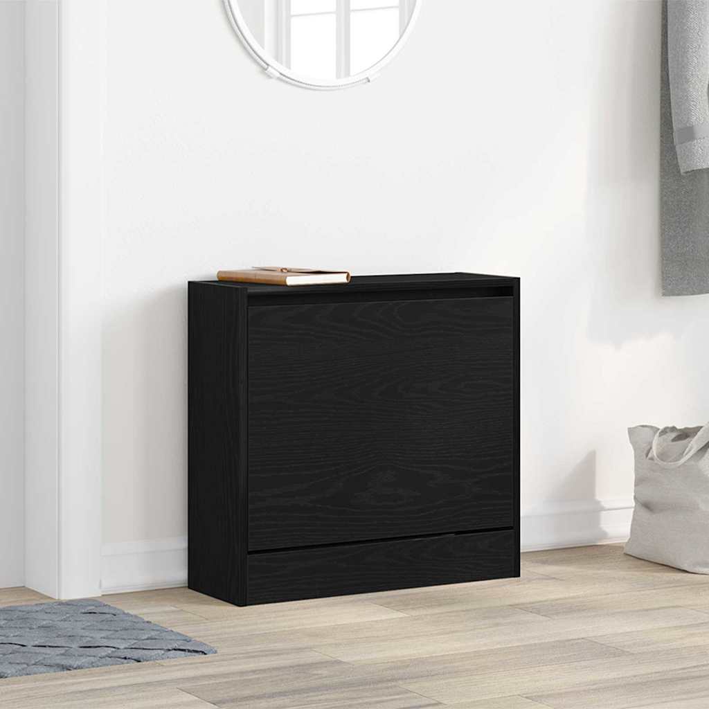 Schuhschrank Schwarz Eichen-Optik 60 x 21 x 57 cm Holzwerkstoff