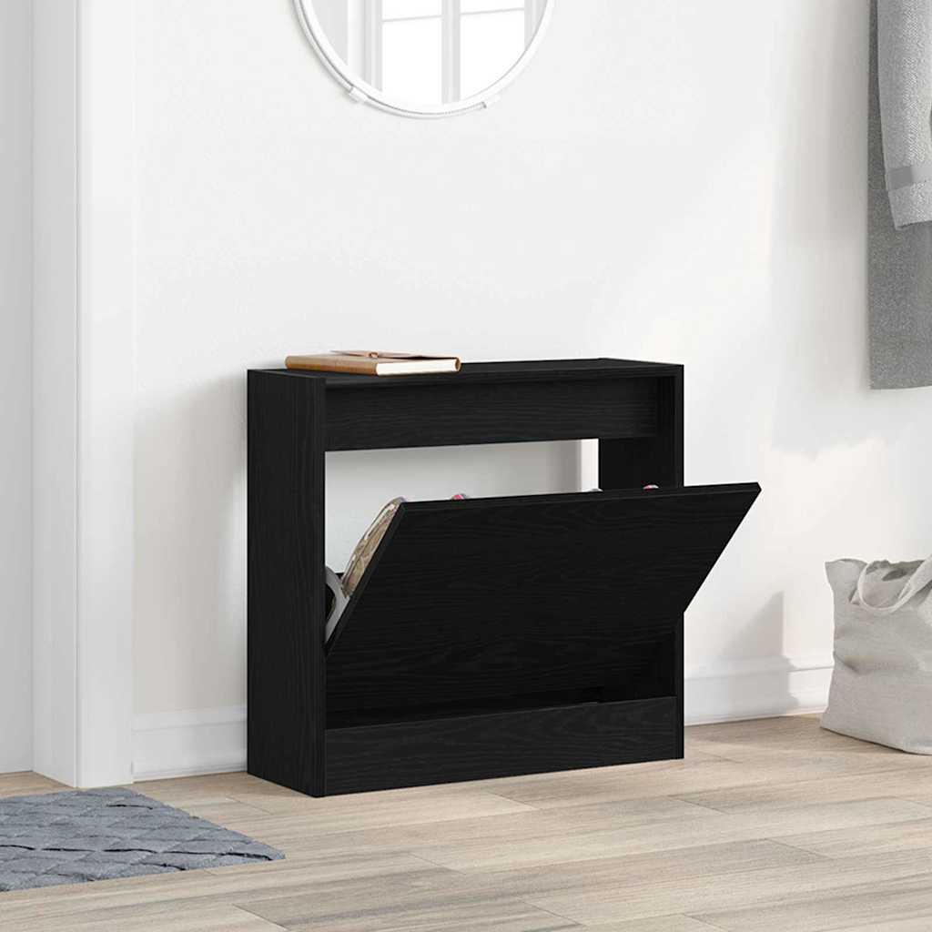 Schuhschrank Schwarz Eichen-Optik 60 x 21 x 57 cm Holzwerkstoff