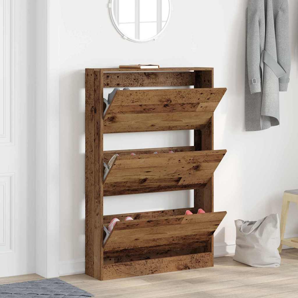 Schuhschrank mit Regal Altholz 80 x 21 x 125,5 cm Holzwerkstoff